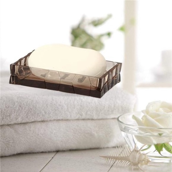 Acrylic Bathroom Accessories Set, 5 Piece Brown Bathroom Vanity Accessory Set - Picture 5 of 7